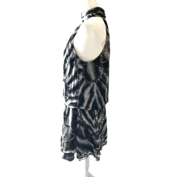 Venus Zebra Print Collar Halter Drop Waist Sleeveless Mini Dress US Size 6 - Picture 6 of 10